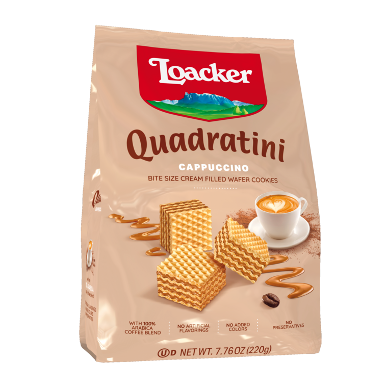Loacker Quadratini Bite Size Wafers, Cappuccino, 8.82 oz | 250g