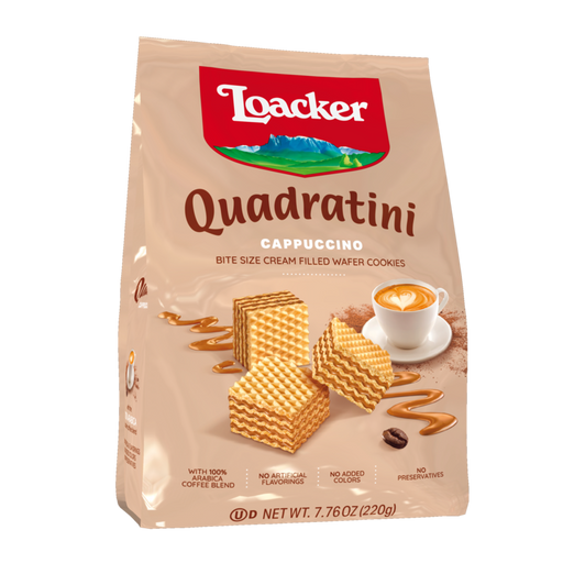 Loacker Quadratini Bite Size Wafers, Cappuccino, 8.82 oz | 250g