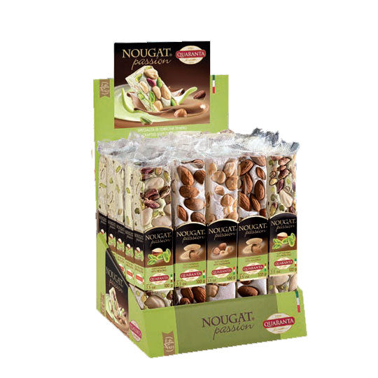 Quaranta Soft Nougat Bars Traditional, Torrone Mix Case, 25 x 3.5 oz | 100g