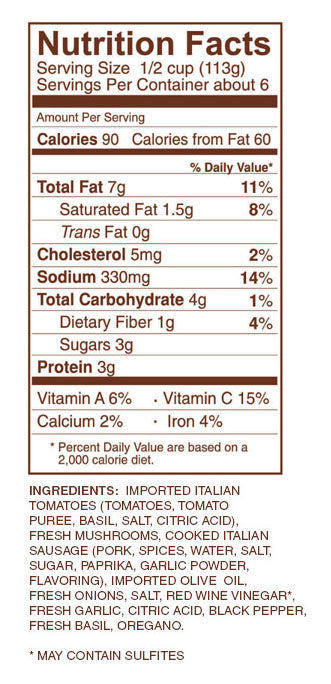 Rao's Sausage & Mushroom Sauce 24 oz. Jar