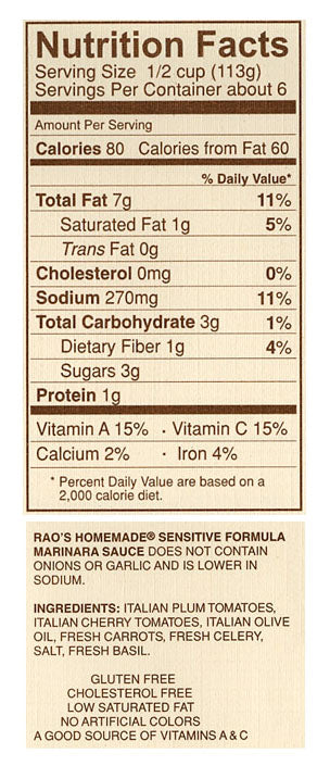 Rao's Sensitive Formula Marinara Sauce 24 oz. Jar