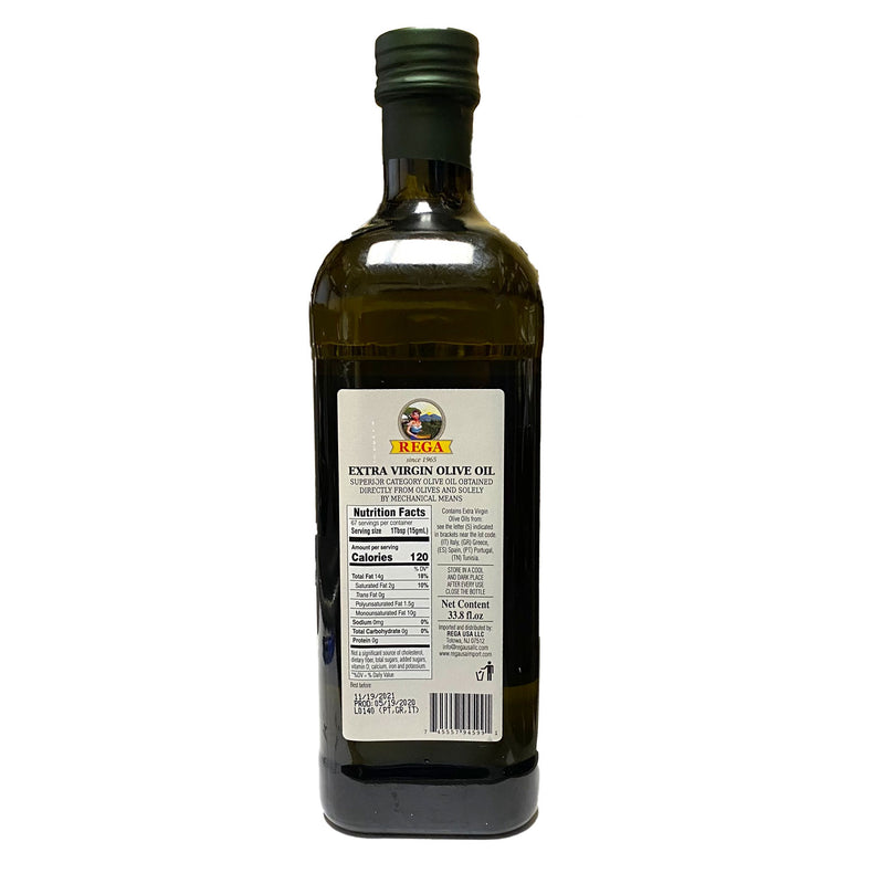 Rega Extra Virgin Olive Oil, Cold Extract, 33.8 oz | 1 Liter