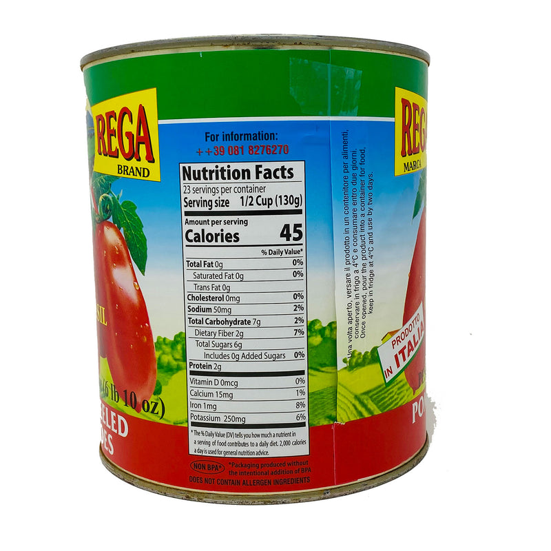 Rega Italian Peeled Tomatoes with Basil Leaf, 106 oz | 6 lbs 10 oz