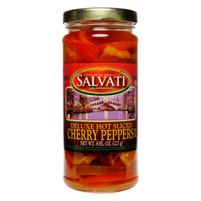 Salvati Deluxe Hot Sliced Cherry Peppers in Oil, 8 FL OZ