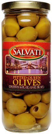 Salvati Salad Pitted Queen Olives 16 FL. OZ. Jar