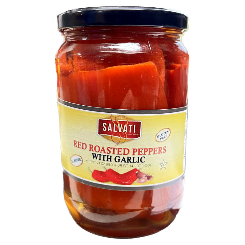 Salvati Roasted Red Peppers with Garlic, 24 oz  | 680g