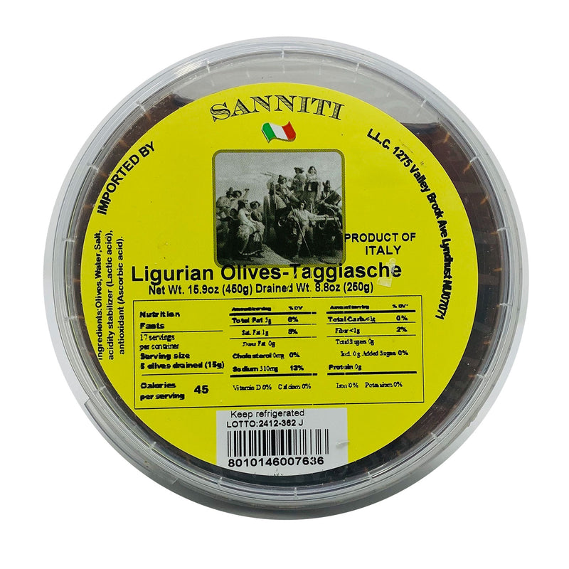 Sanniti Ligurian Taggiasche, Whole Olives, Drained Wt. 8.8 oz | 250g