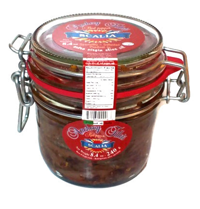 Scalia Anchovy Fillets with Red Pepper in EVOO, 8.4 oz