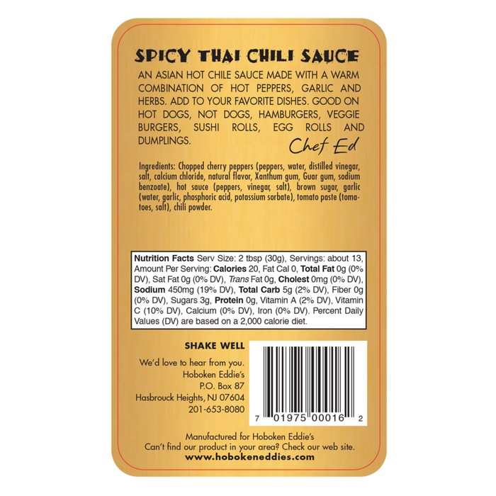 Hoboken Eddie's Spicy Thai Chili Sauce 14 oz
