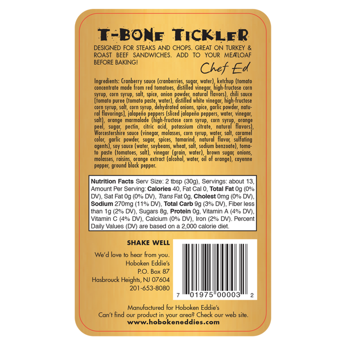 Hoboken Eddie's T-Bone Tickler, 14 oz
