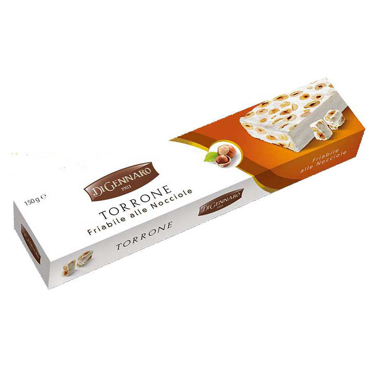 DiGennaro Hard Nougat with Hazelnuts, Torrone Friabile alle Nocciole, 5.29 oz | 150g