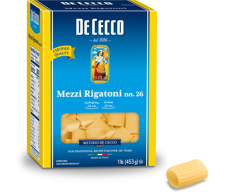 De Cecco Mezzi Rigatoni, #26, 1 lb | 453g