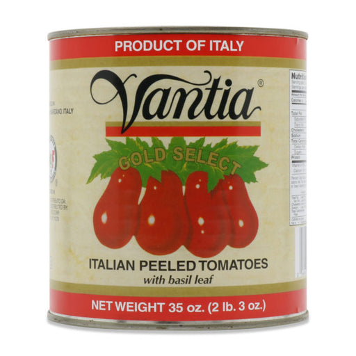 Vantia Gold Select Italian Peeled Tomatoes w Basil Leaf, 35 oz