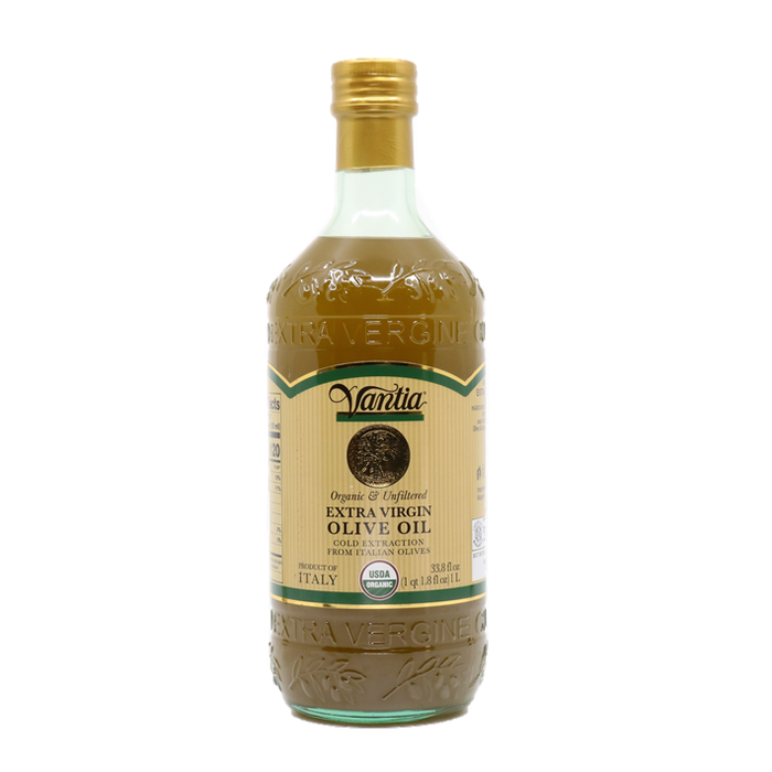 Vantia Organic & Unfiltered 100% Italian Olives Extra Virgin Olive Oil, 33.8 fl oz | 1 Liter