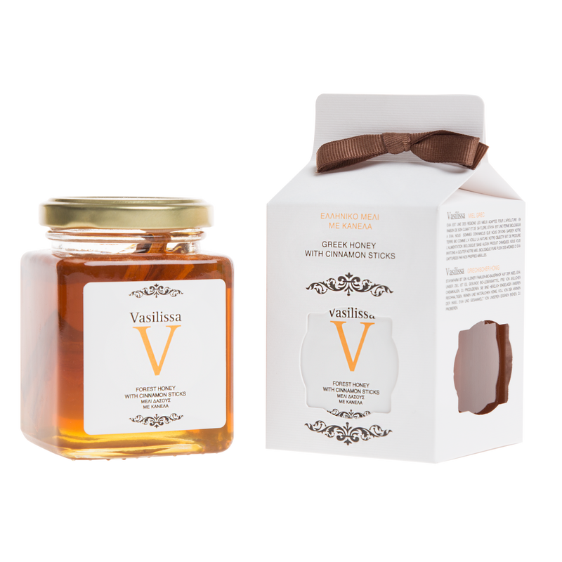 Vasilissa Greek Forest Honey With Cinnamon Sticks, 8.81 oz | 250g