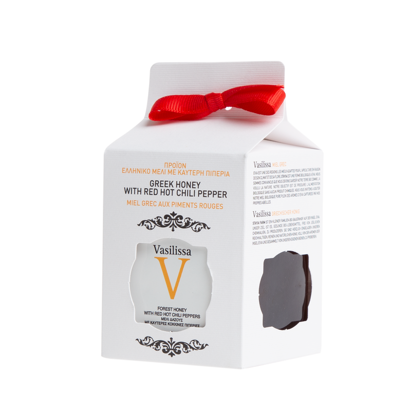 Vasilissa Greek Honey Wildforest Honey with Red Hot Chili Pepper, 8.81 oz | 250g
