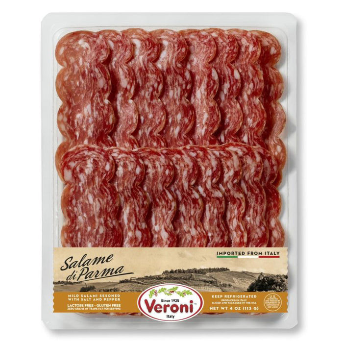 Veroni Pre-Sliced Salame di Parma, Mild Salame with Salt & Pepper, 4 oz | 113g