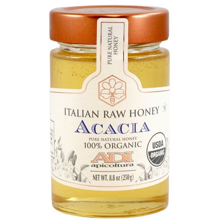 ADI Apicoltura Organic Acacia Honey, 100% Pure Italian Honey, 8.8 oz | 250g