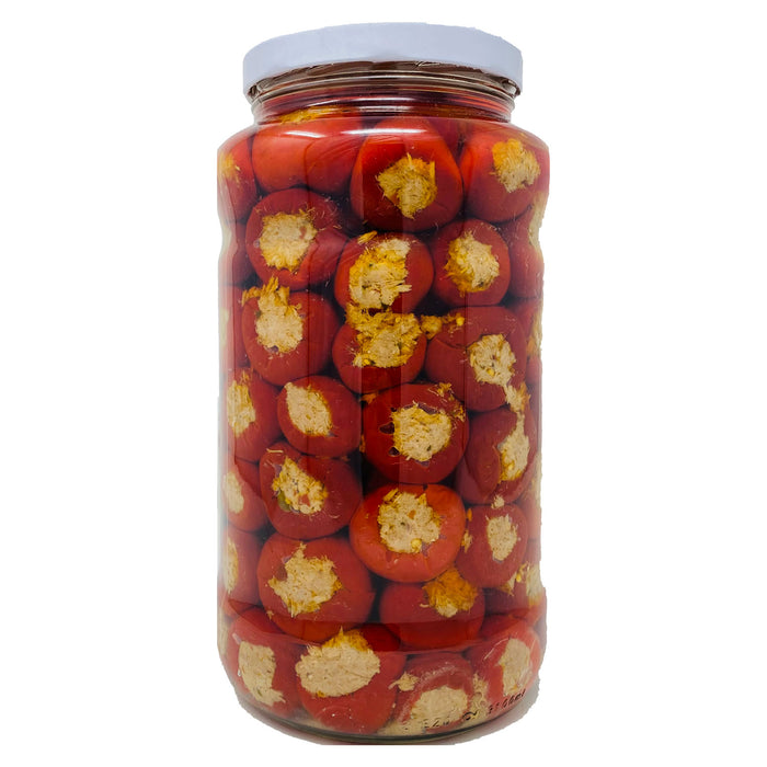 La Cerignola di una volta - Round Baby Peppers Stuffed with Tuna, 102.3 oz | 2900g