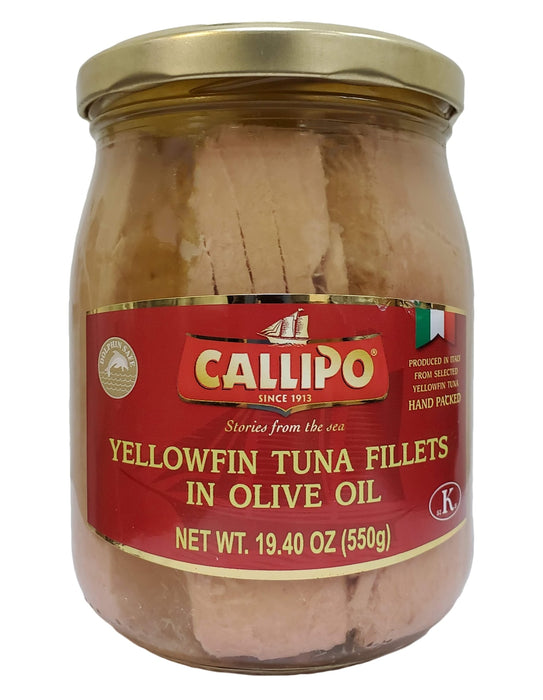 Callipo Yellowfin Tuna Fillets in Olive Oil, 19.40 oz Jar