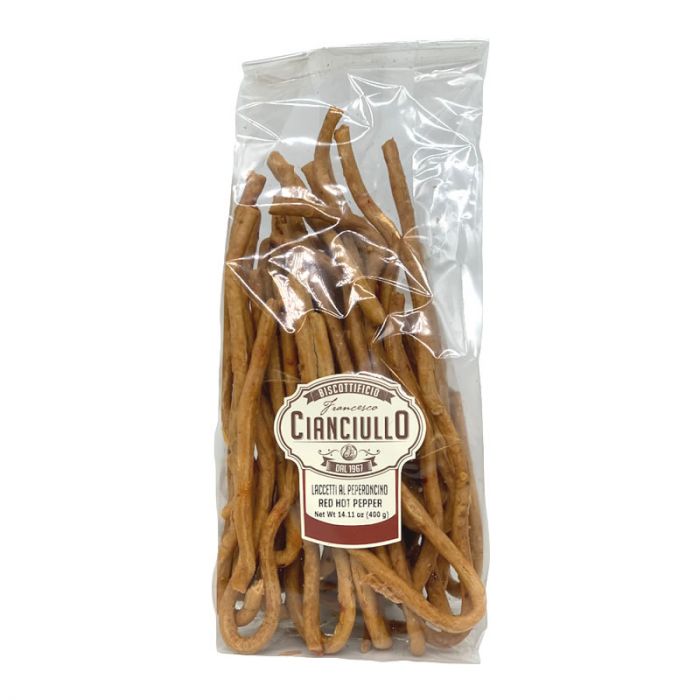 Cianciullo Laccetti Al Peperoncino, Laces Red Hot Pepper Taralli, 14.10 oz | 400 gr
