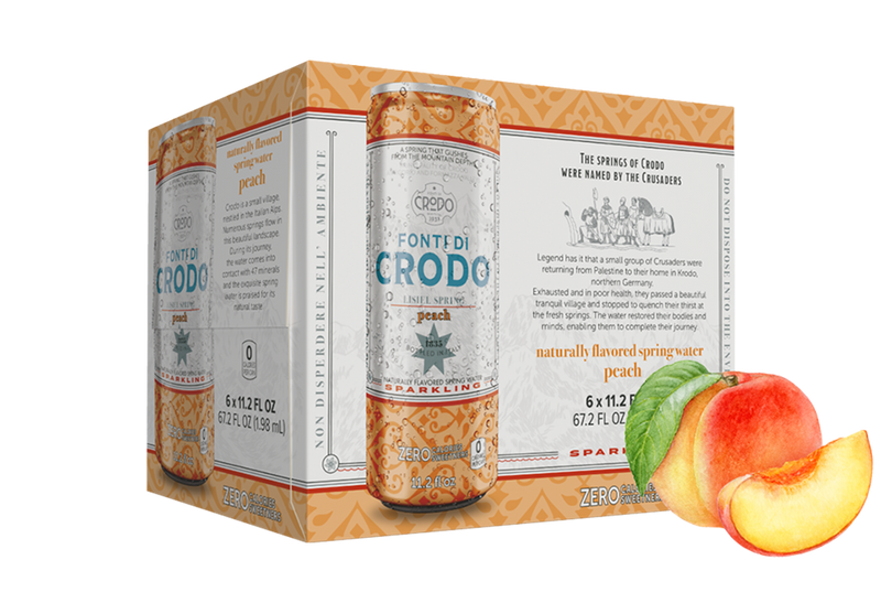 Fonti Di Crodo Peach Sparkling Water, Made in Italy, 6 Pack 11.2 fl oz