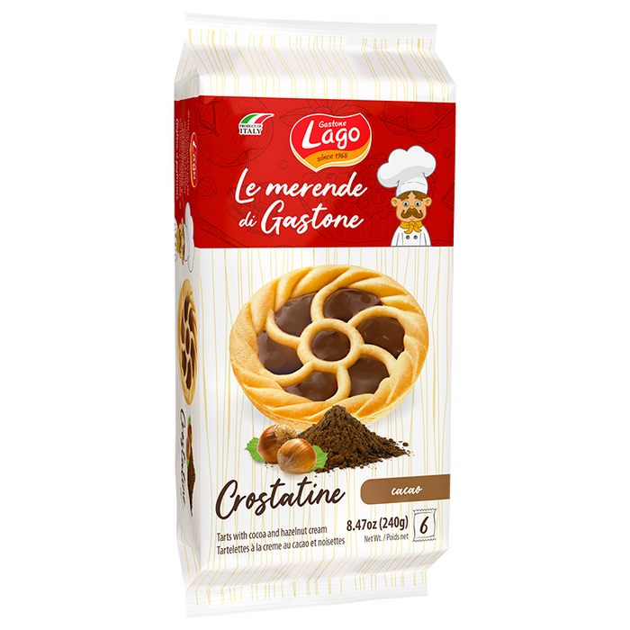 Lago Crostatine Cacao, Tarts with Cocoa And Hazelnut Cream, 8.46 oz | 6 x 1.41 oz