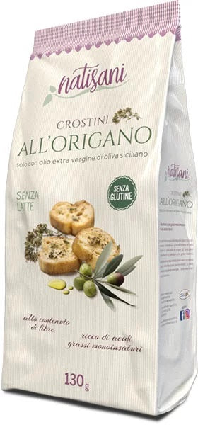 Natisani Crostini Italian Gluten Free Crackers with Oregano, 4.58 oz | 130g
