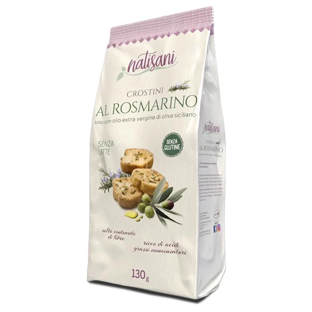 Natisani Crostini Italian Gluten Free Crackers with Rosemary, 4.58 oz | 130g