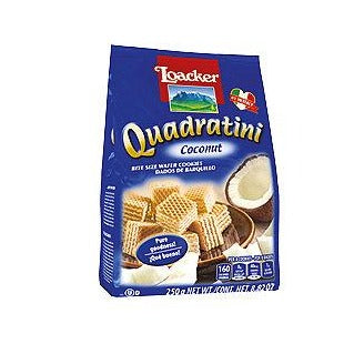 Loacker Quadratini Bite Size Wafers, Coconut, 8.82 oz | 250g