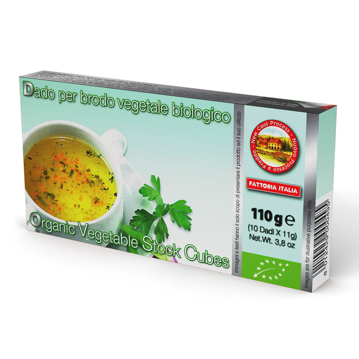 Fattoria Italia Organic Bouillon Cubes: Organic Vegetable Stock, 10 cubes, 3.8 oz | 110g