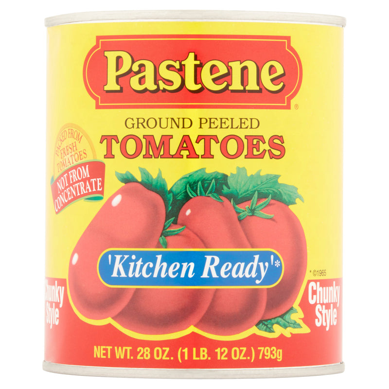 Pastene Gound Peeled Tomatoes, Kitchen Ready, Chunky Style, 28 oz