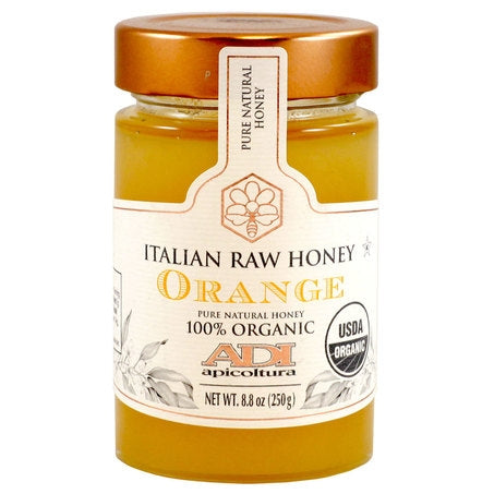 ADI Apicoltura Organic Orange Honey, 100% Pure Italian Honey, 8.8 oz | 250g
