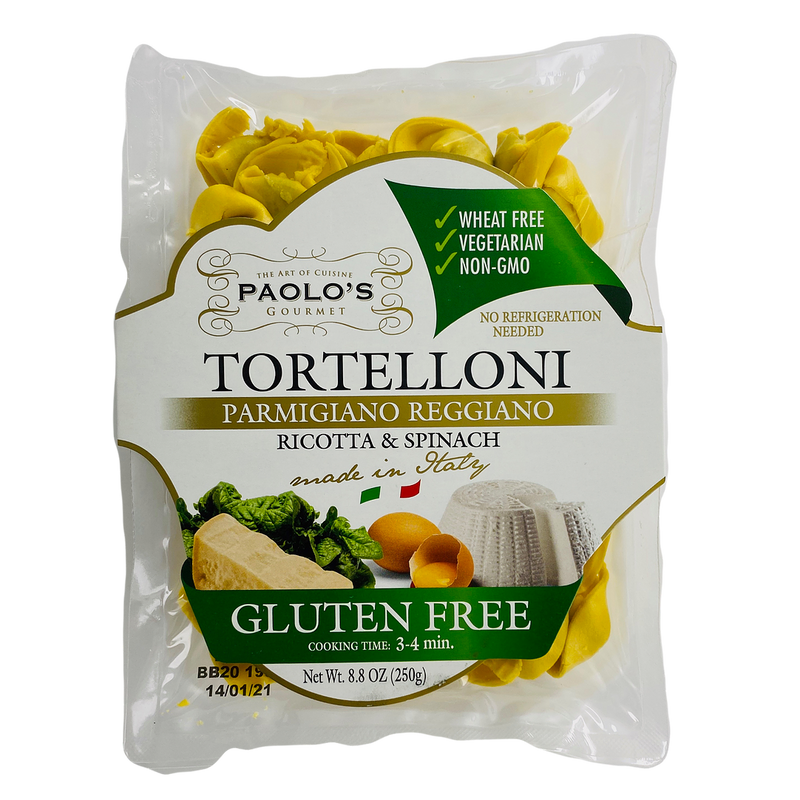 Paolo's Gluten Free Tortelloni Parmigiano Reggiano, Ricotta & Spinach, 8.8 oz | 250g