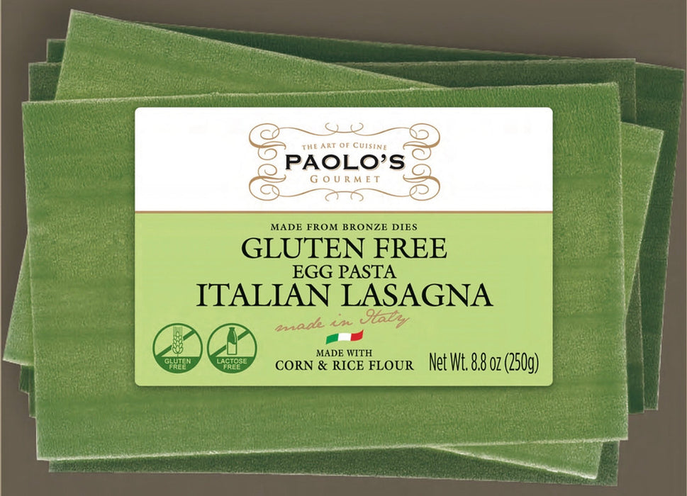 Paolo's Gluten Free Egg Spinach Lasagna, Corn & Rice Flour, 8.8 oz | 250g