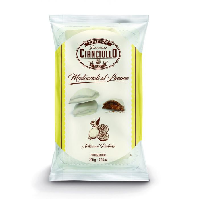 Cianciullo White Mostaccioli Filled with Lemon, 7 oz | 200g