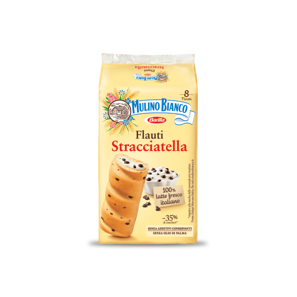 Mulino Bianco Flauti Stracciatella, Milk with Chocolate Chip Flutes, 8 pk, 280g