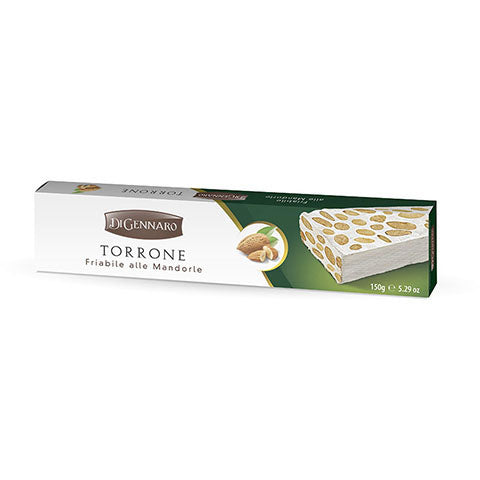 DiGennaro Hard Nougat with Almonds, Torrone Friabile alle Mandorle, 5.29 oz | 150g