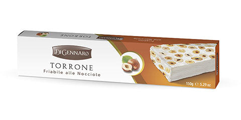 DiGennaro Hard Nougat with Hazelnuts, Torrone Friabile alle Nocciole, 5.29 oz | 150g