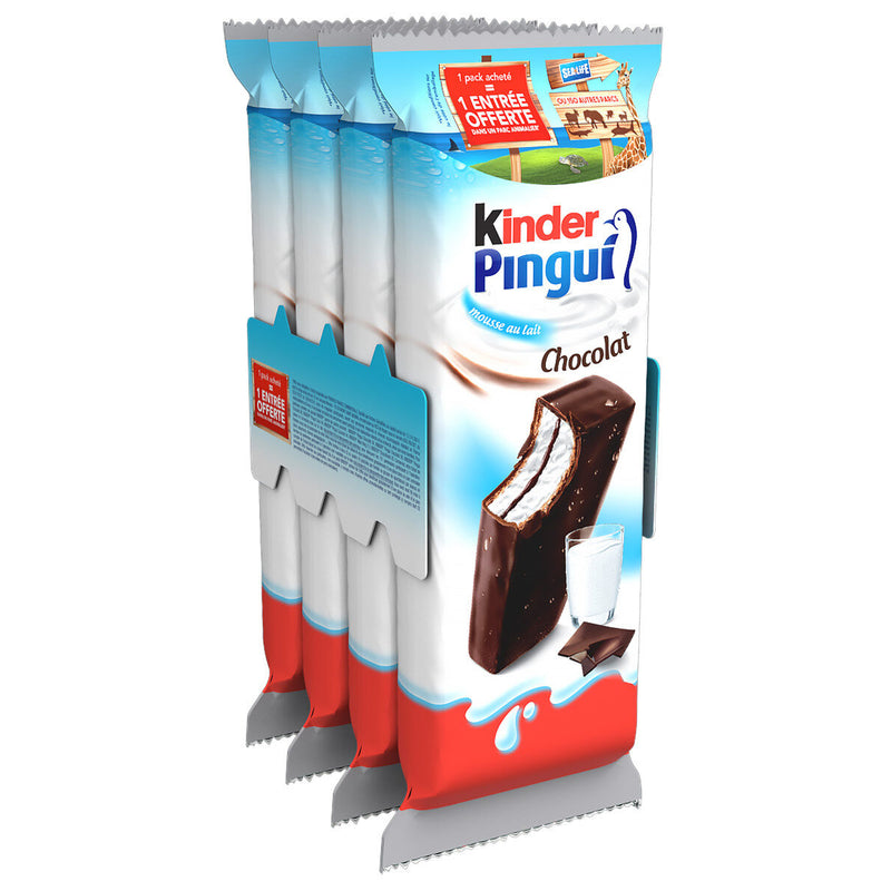 Kinder Pingui Chocolate, Pack of 4 x 30g Pieces
