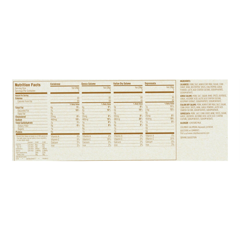 Columbus Pre-Sliced Charcuterie Sampler Pack, 12oz