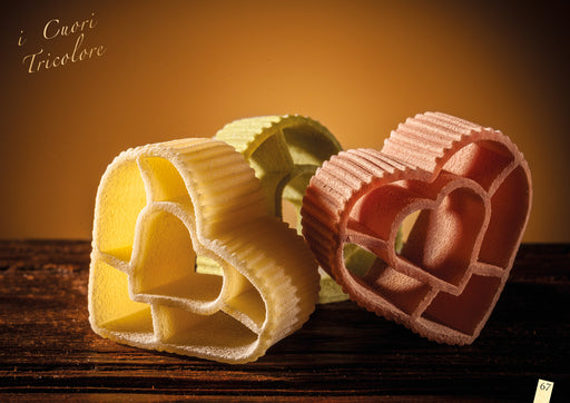 La Fabbrica Della Pasta Heart Shape, Cuori Tricolor Pasta, 17.6 oz | 500gr