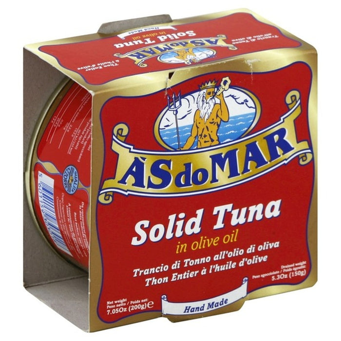 Asdomar Solid Tuna in olive oil, Produced Entirely in ITALY, 7.05 oz | 200g
