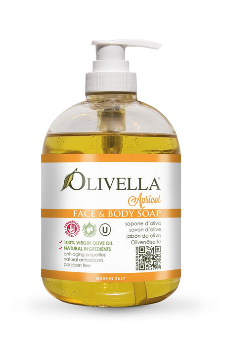 Olivella Apricot, Face and Body Liquid Soap, 16.9 oz | 500 ml