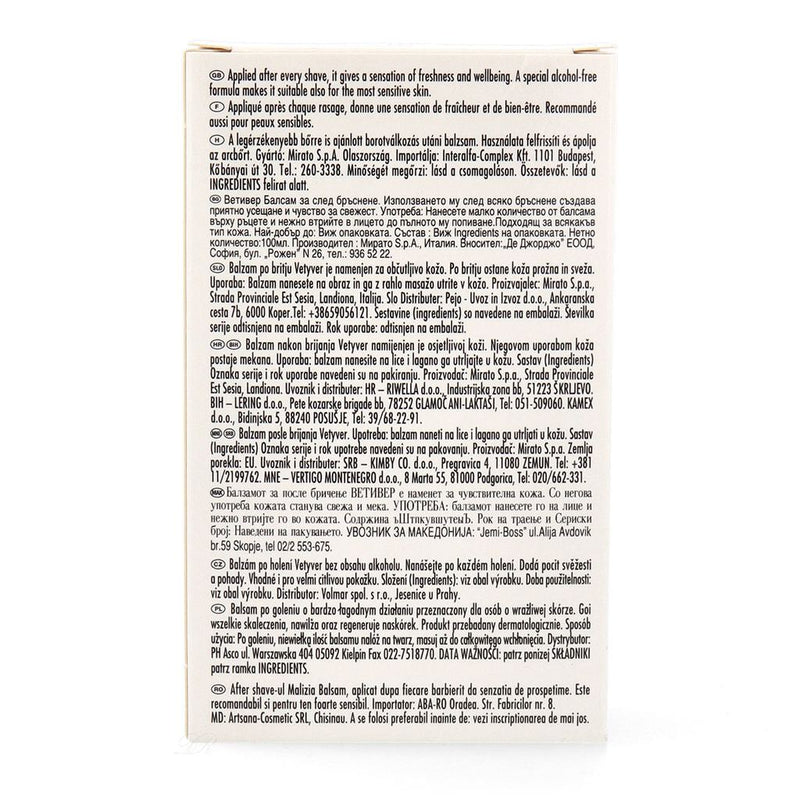 Malizia Uomo After Shave Balm Vetyver, No Alcohol, 100 ml