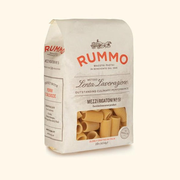 Rummo Pasta Mezzi Rigatoni, #51, 1 lb | 454g