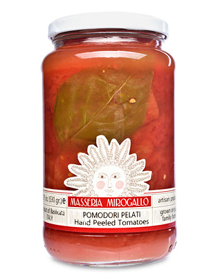 Masseria Mirogallo Hand Peeled Tomatoes, 100% Italian Tomatoes, Glass Jar, 18.70 oz | 530 ml