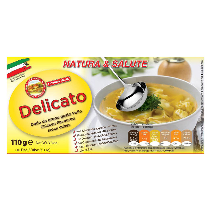 Fattoria Italia Bouillon Cubes: Delicate Chicken Flavor Stock, 10 cubes, 3.8 oz | 110g