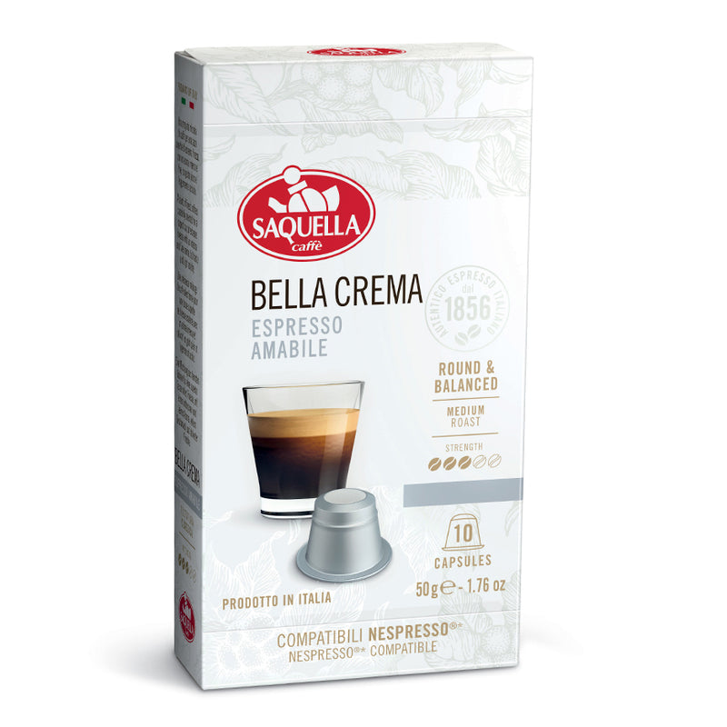 Saquella Caffe Nespresso Capsule Bella Crema, 10 pk, 1.76 oz | 50g