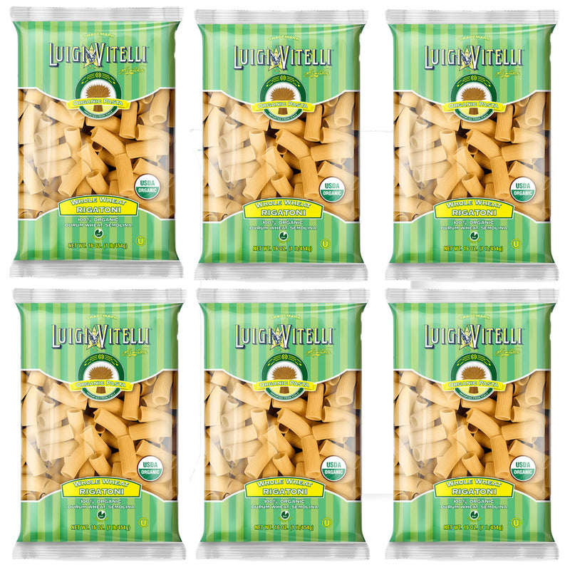 Luigi Vitelli Organic Whole Wheat Rigatoni, 16 oz | 454g